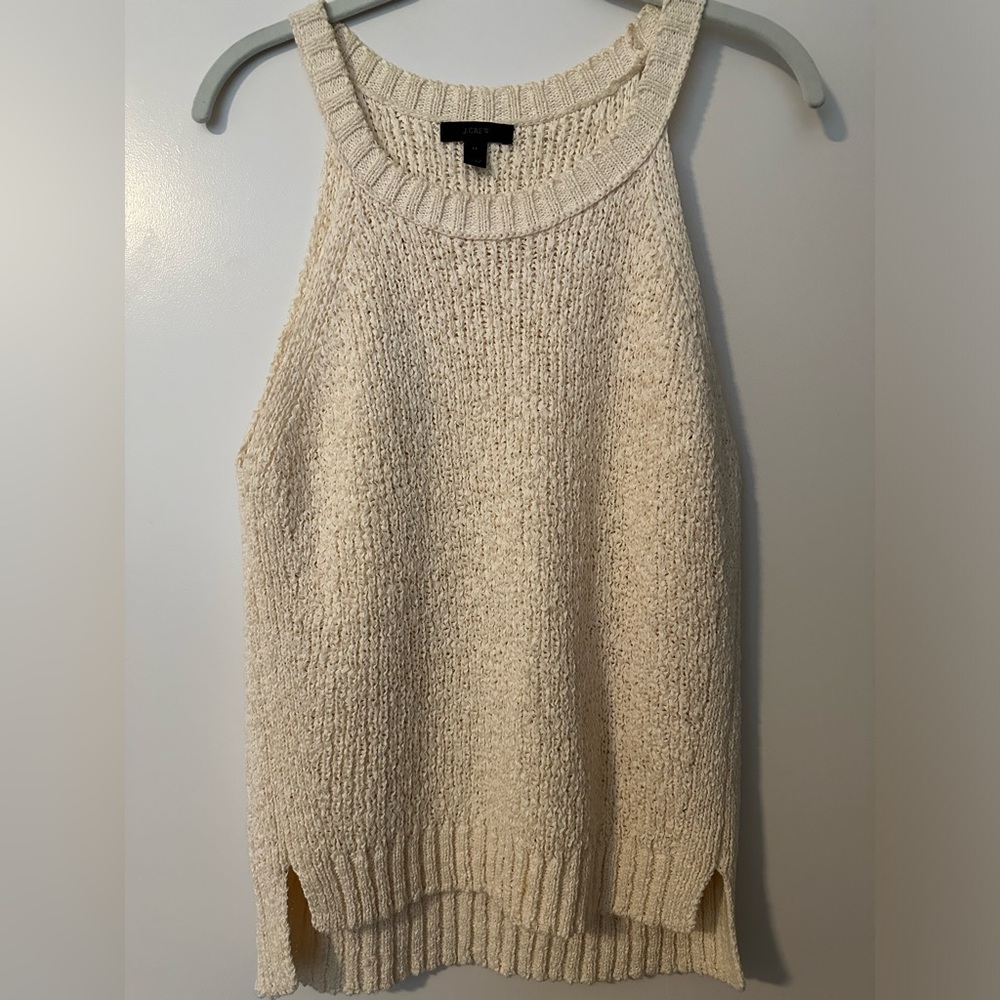 j. Crew High-neck textured pointelle sweater-tank